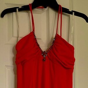 Red evening gown